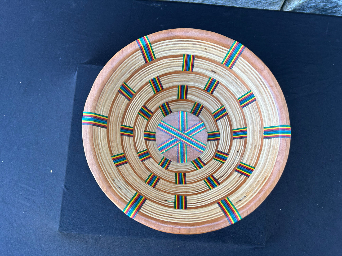 Baltic Birch and Multi-color Spectra-ply Basket Weave Bowl