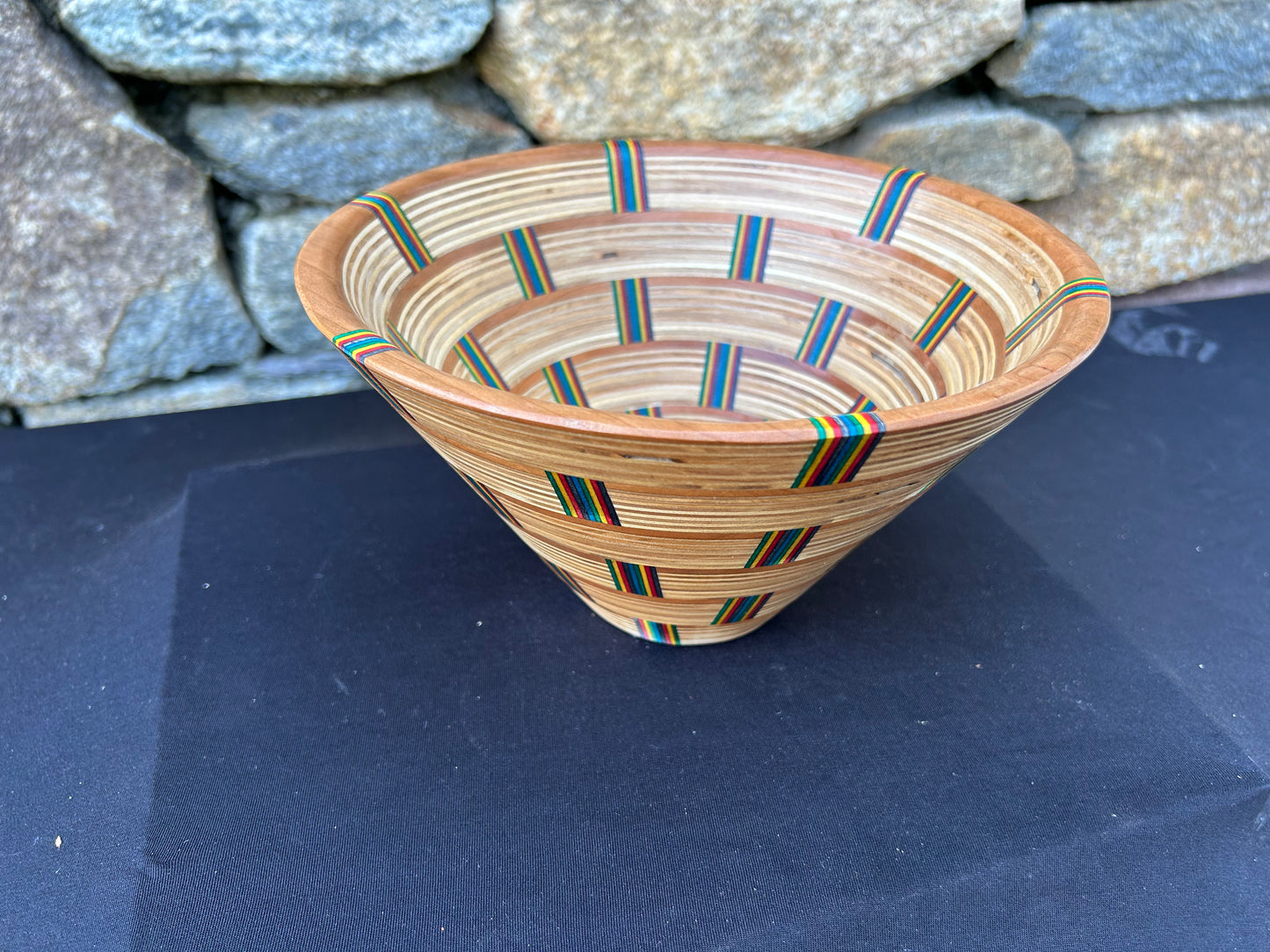 Baltic Birch and Multi-color Spectra-ply Basket Weave Bowl