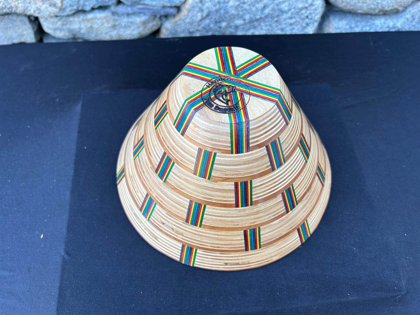 Baltic Birch and Multi-color Spectra-ply Basket Weave Bowl