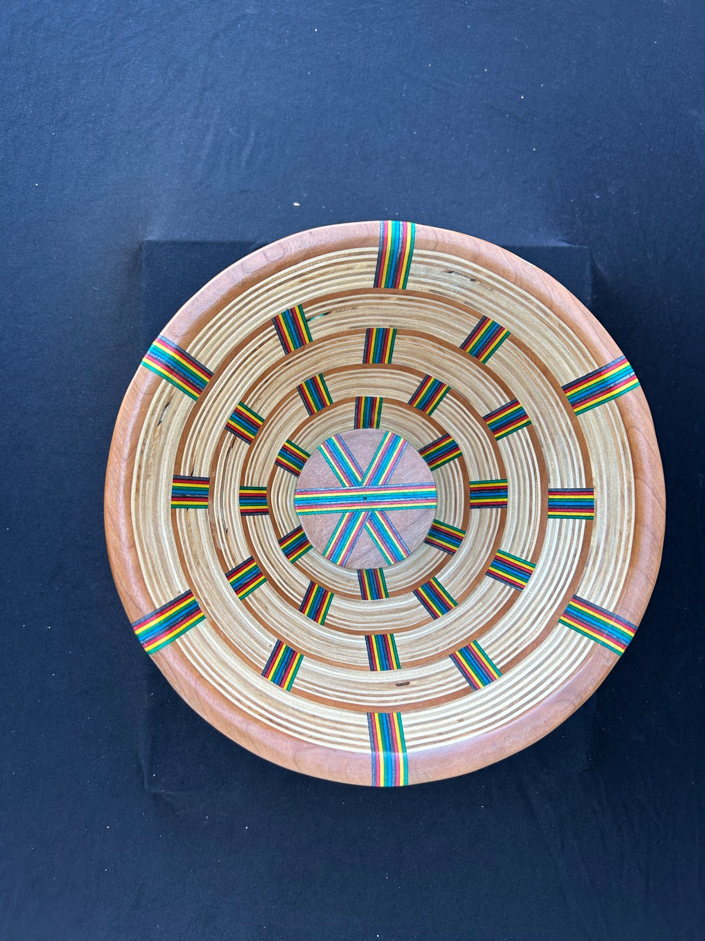 Baltic Birch and Multi-color Spectra-ply Basket Weave Bowl