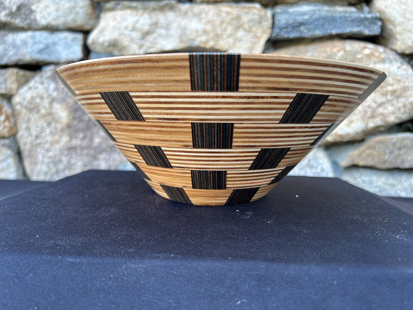 Baltic Birch and Multi-Color Spectra-Ply Basket Weave Bowl