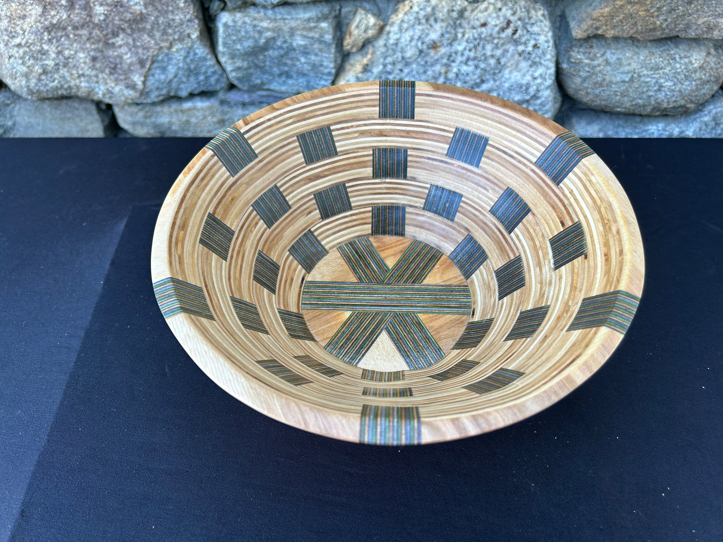 Baltic Birch and Multi-Color Spectra-Ply Basket Weave Bowl