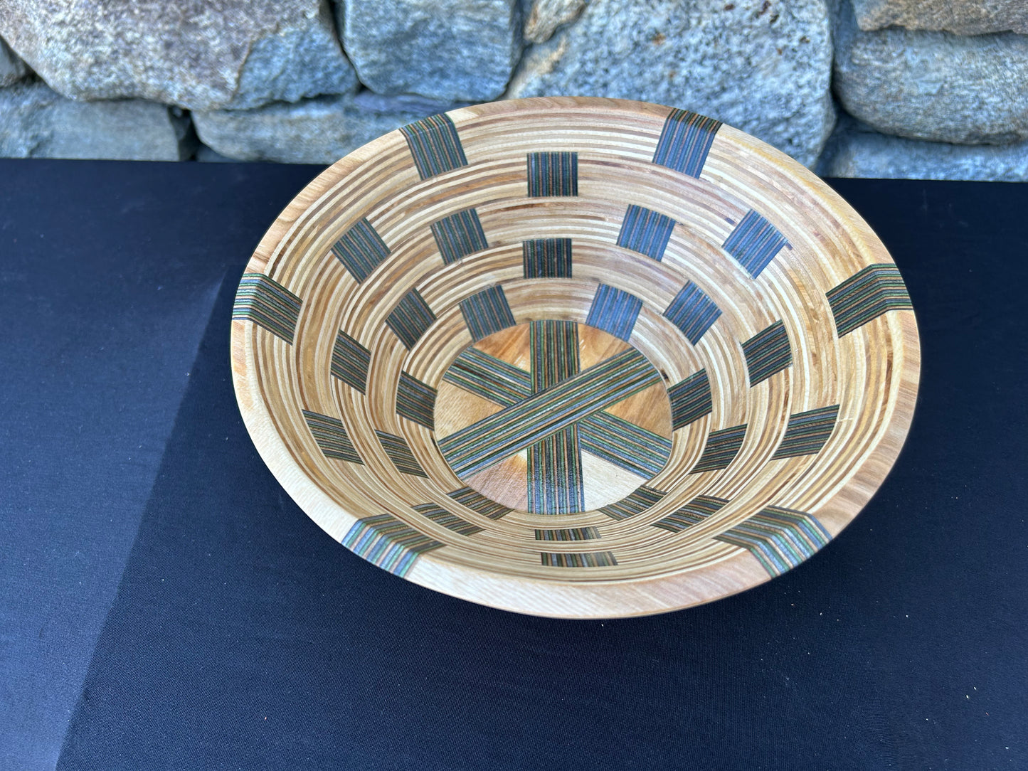 Baltic Birch and Multi-Color Spectra-Ply Basket Weave Bowl