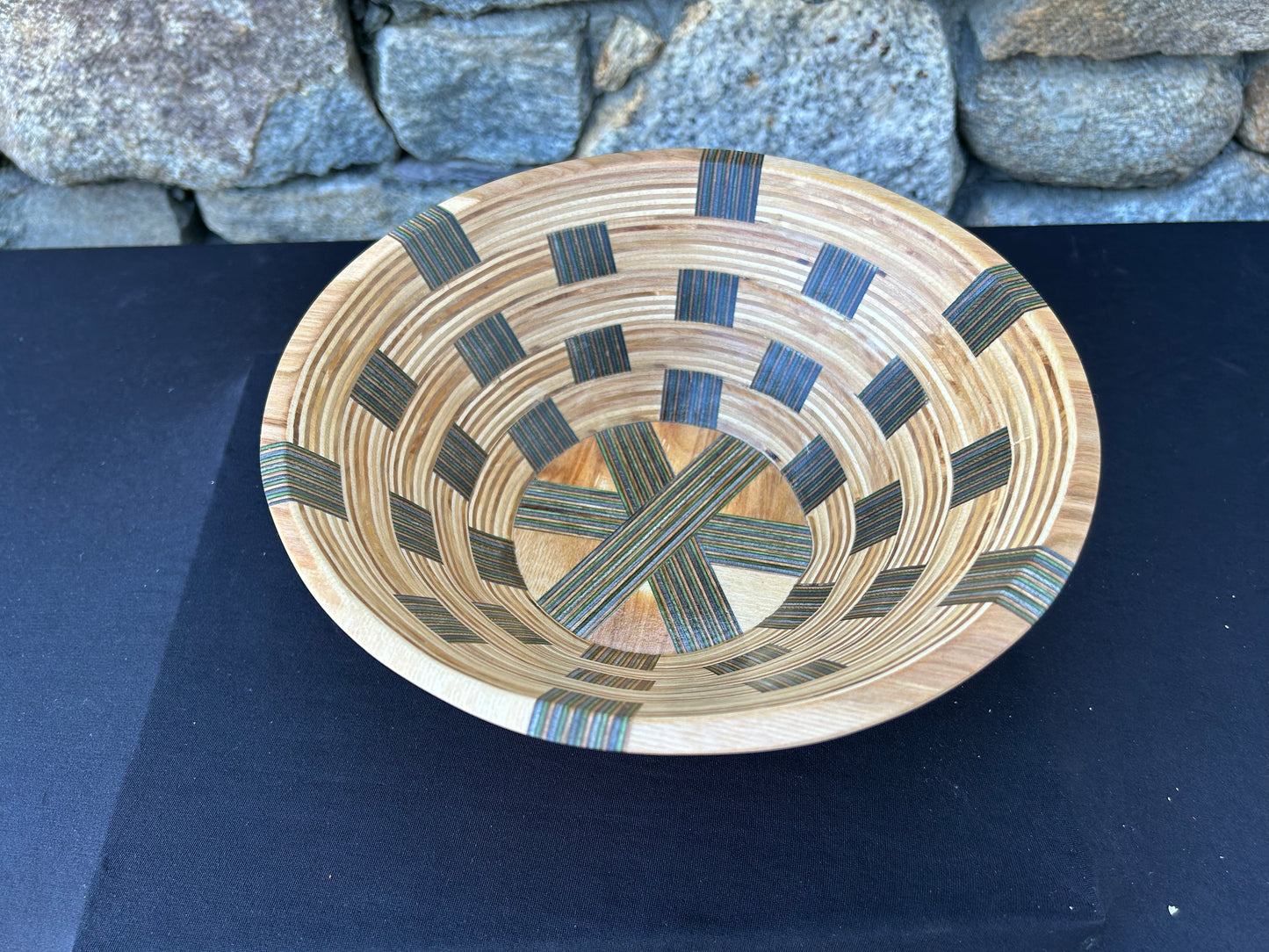 Baltic Birch and Multi-Color Spectra-Ply Basket Weave Bowl