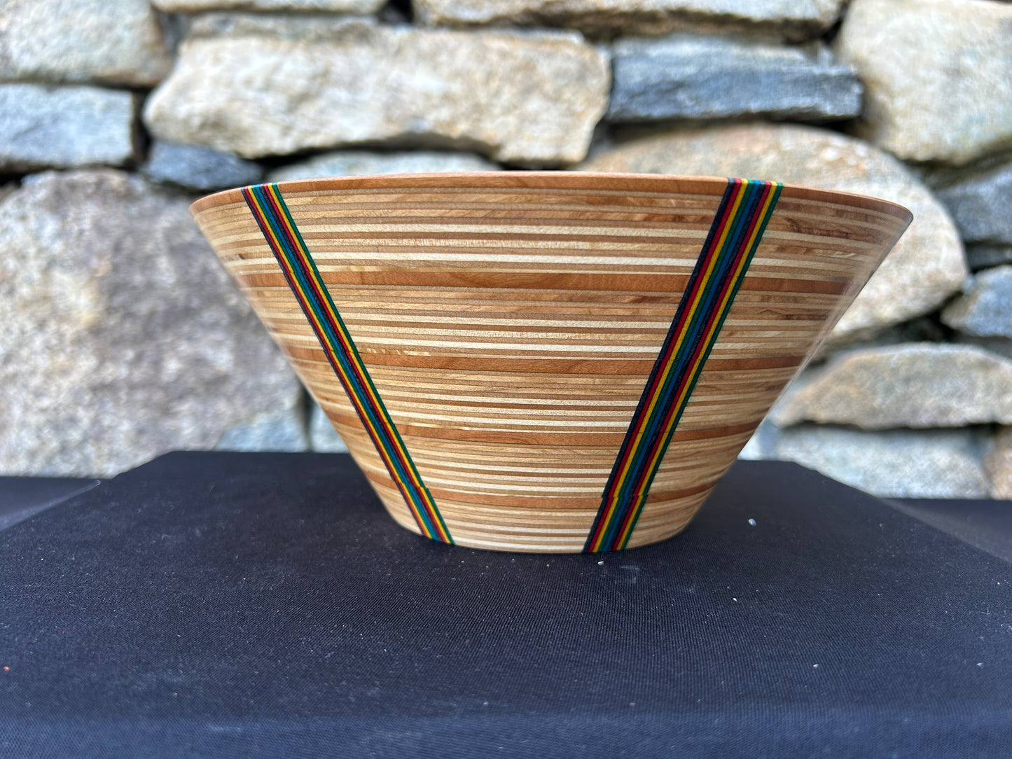 Baltic Birch and Multi-Color Spectra-Ply Basket Weave Bowl