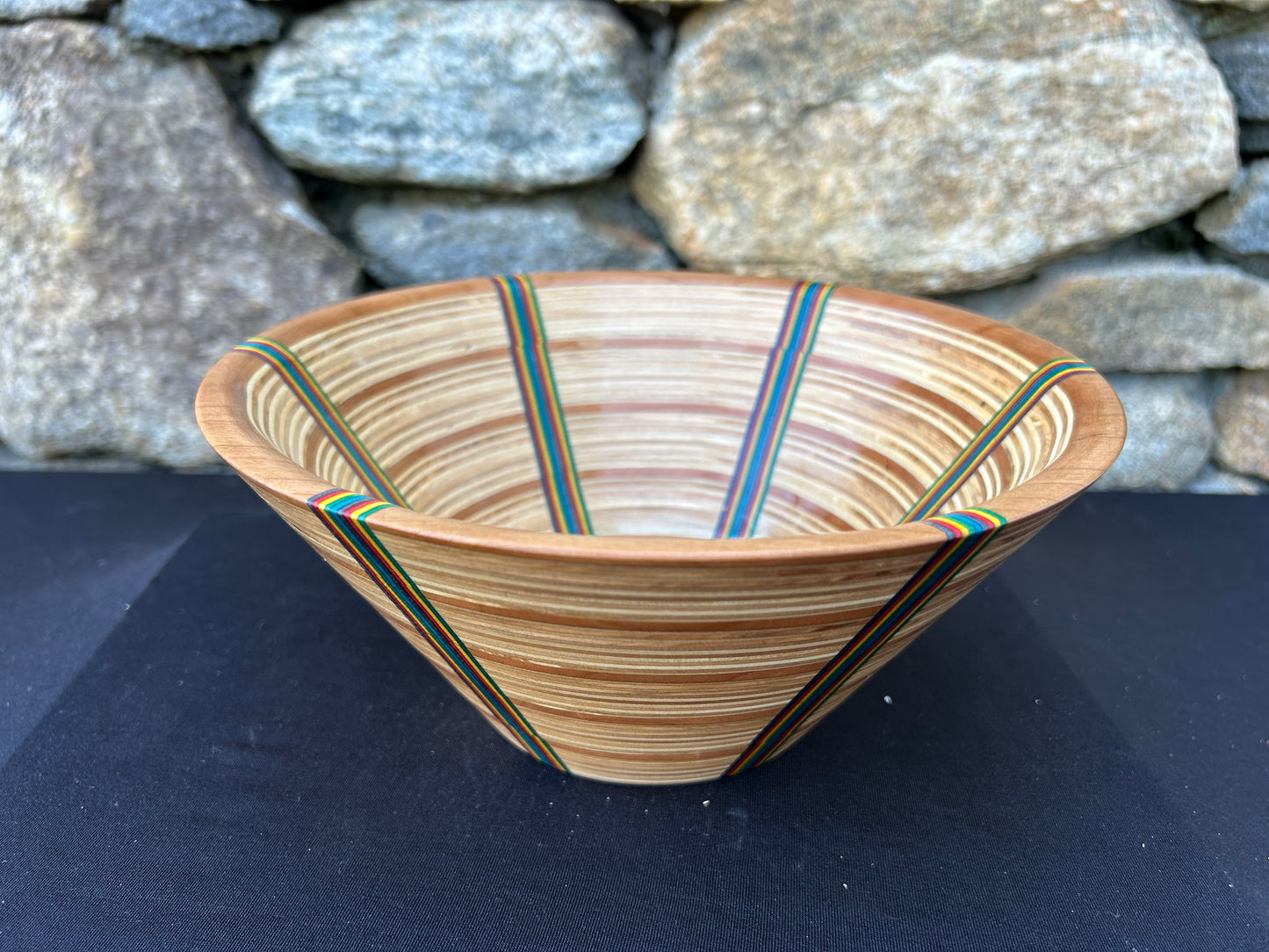 Baltic Birch and Multi-Color Spectra-Ply Basket Weave Bowl