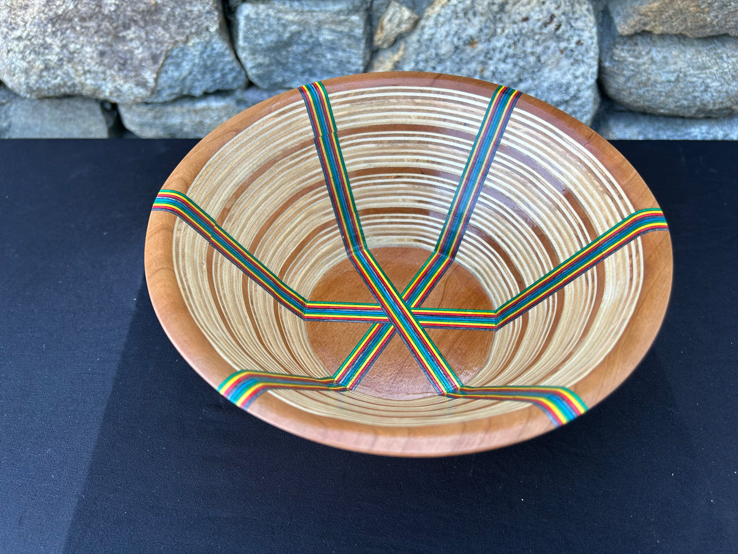 Baltic Birch and Multi-Color Spectra-Ply Basket Weave Bowl