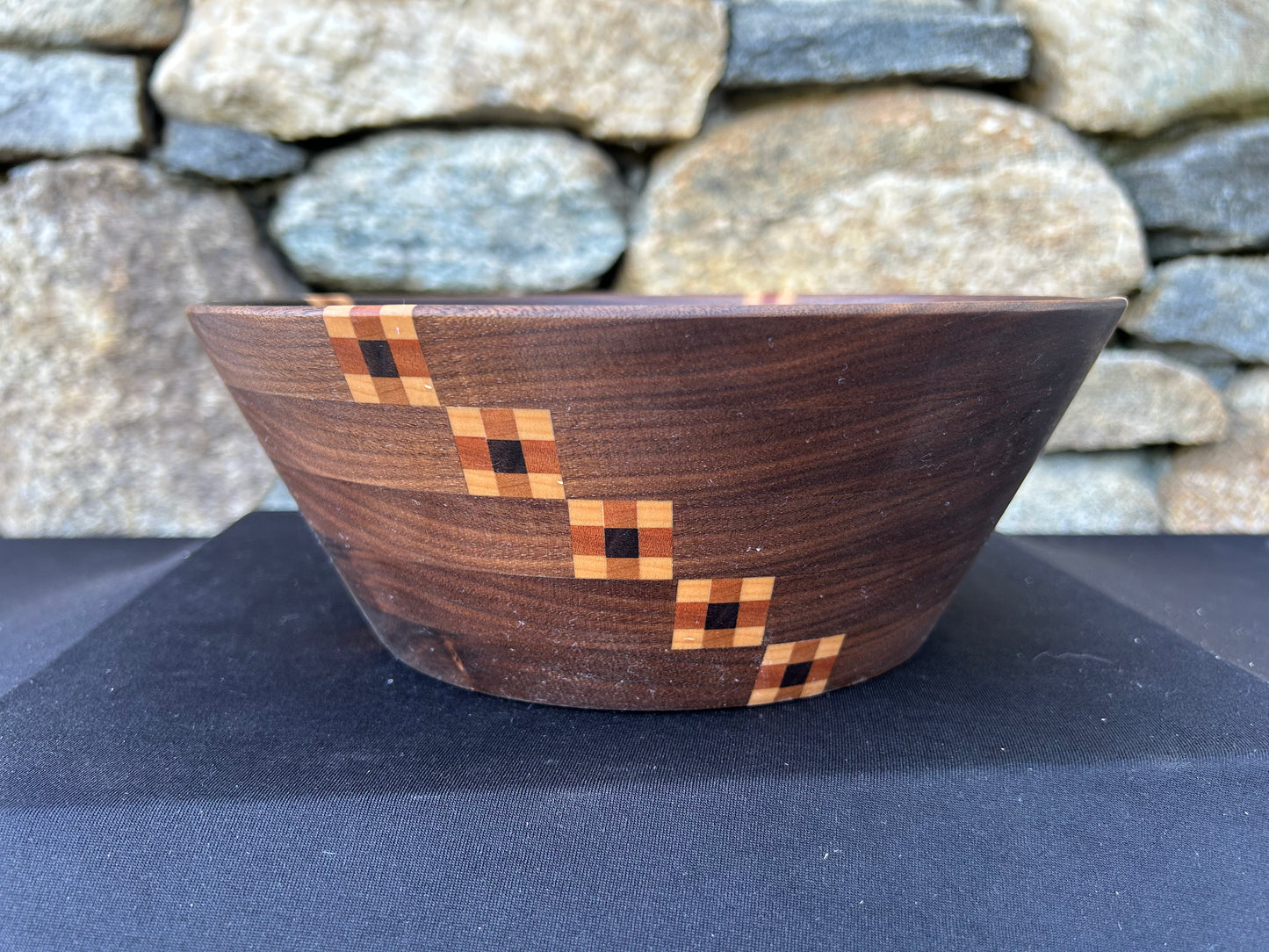 Walnut and Checker Pattern Bowl