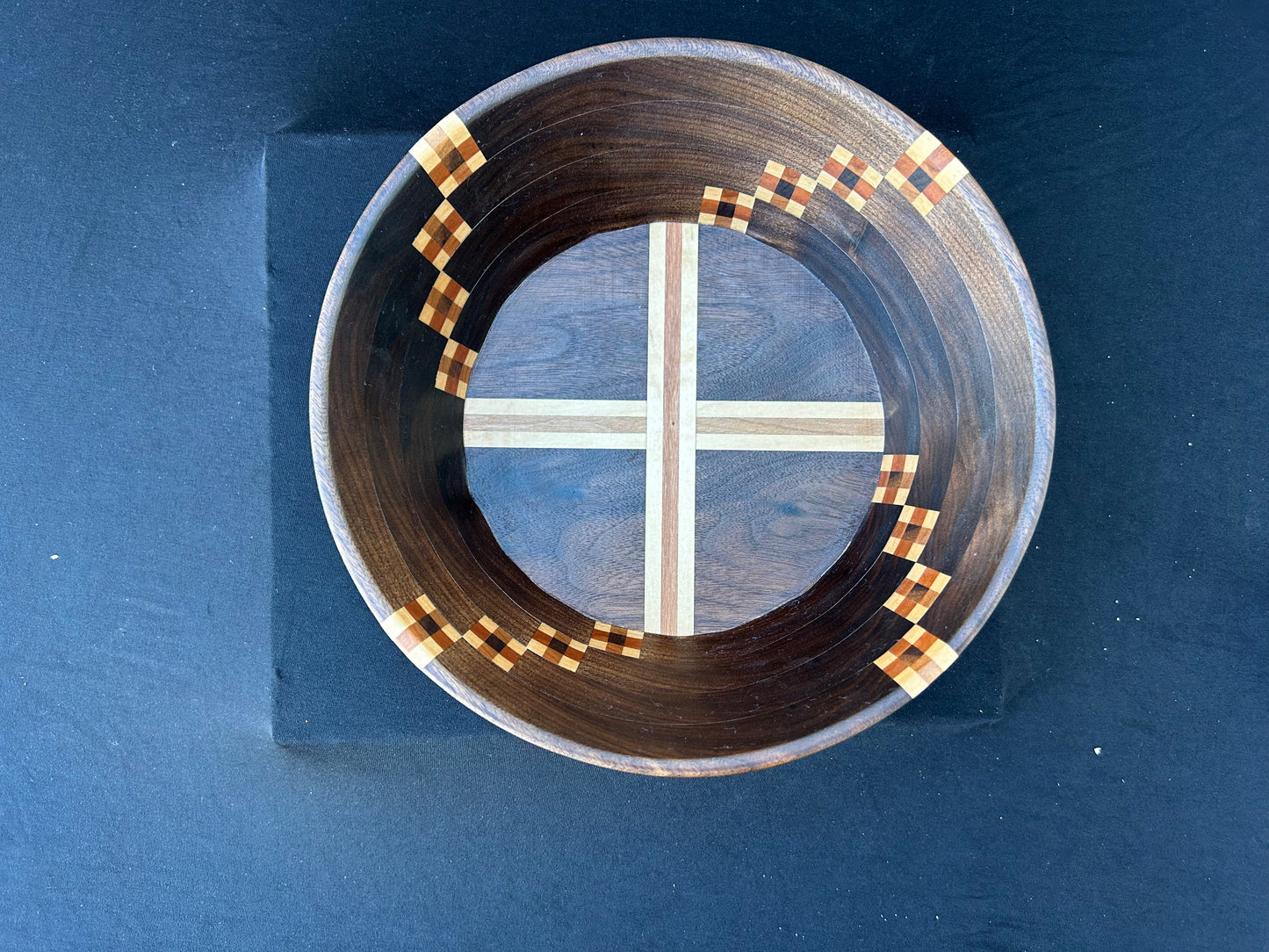 Walnut and Checker Pattern Bowl