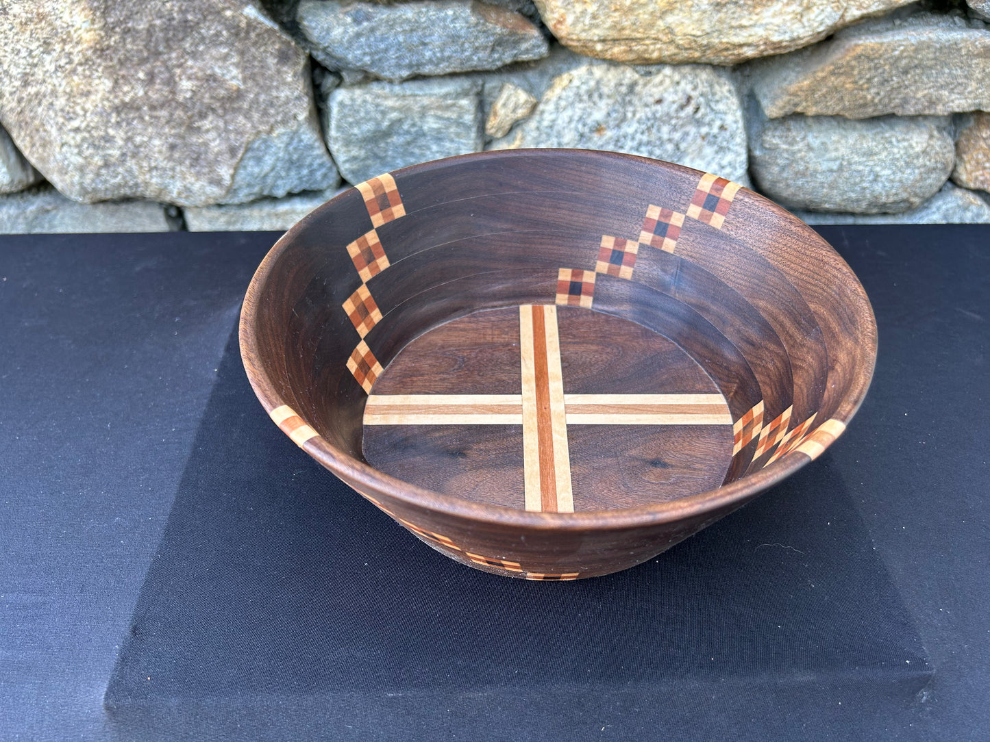 Walnut and Checker Pattern Bowl