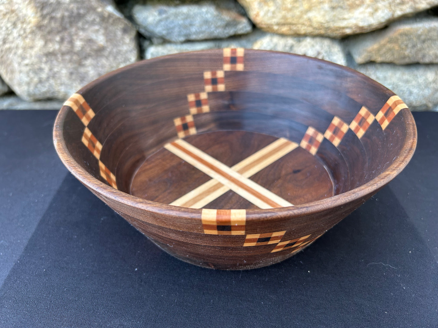 Walnut and Checker Pattern Bowl