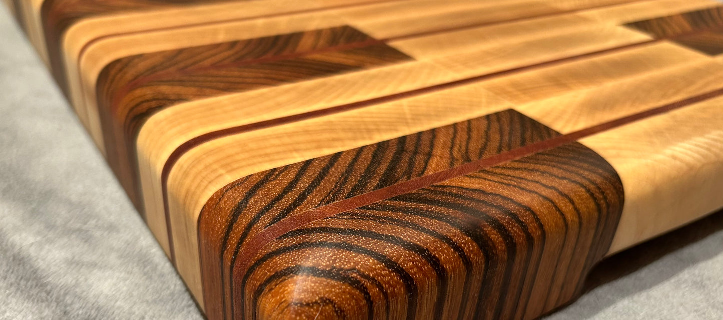 Zebra Wood Arrows End Grain Board