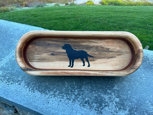 Hardwood Bowl with Labrador Inlay