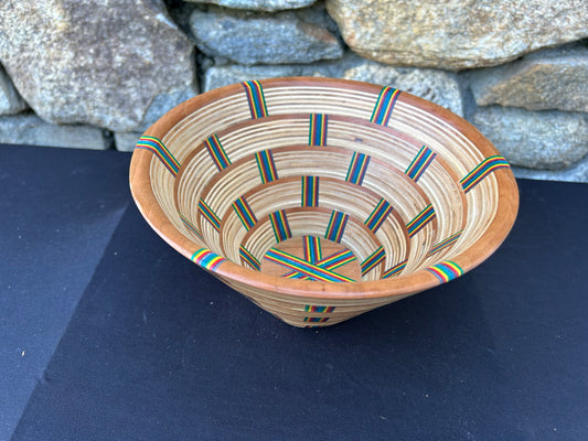 Baltic Birch and Multi-color Spectra-ply Basket Weave Bowl