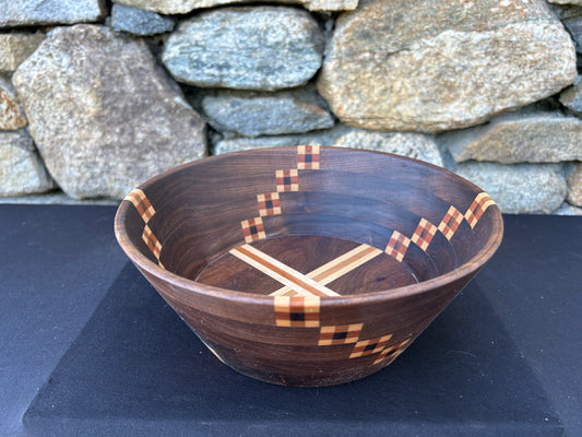 Walnut and Checker Pattern Bowl