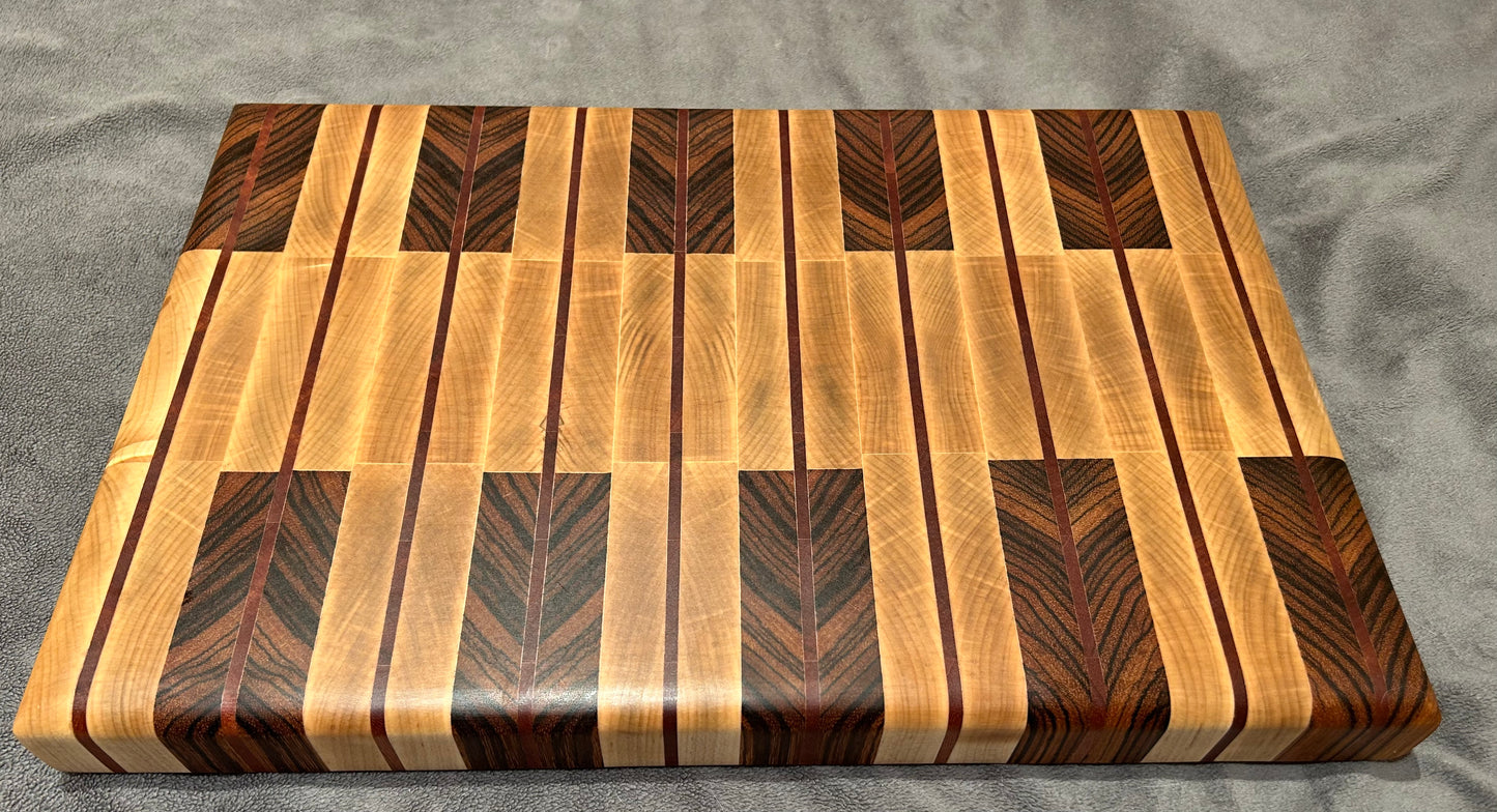 Zebra Wood Arrows End Grain Board