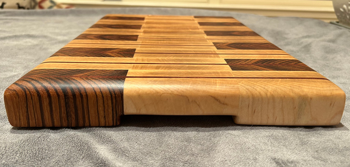Zebra Wood Arrows End Grain Board