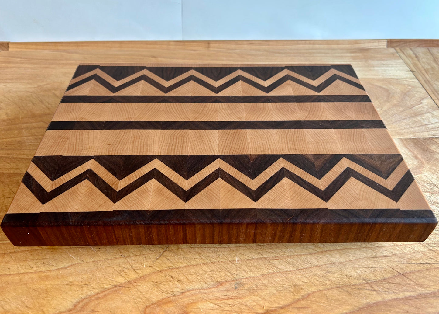 Maple and Walnut End Grain Zig Zag