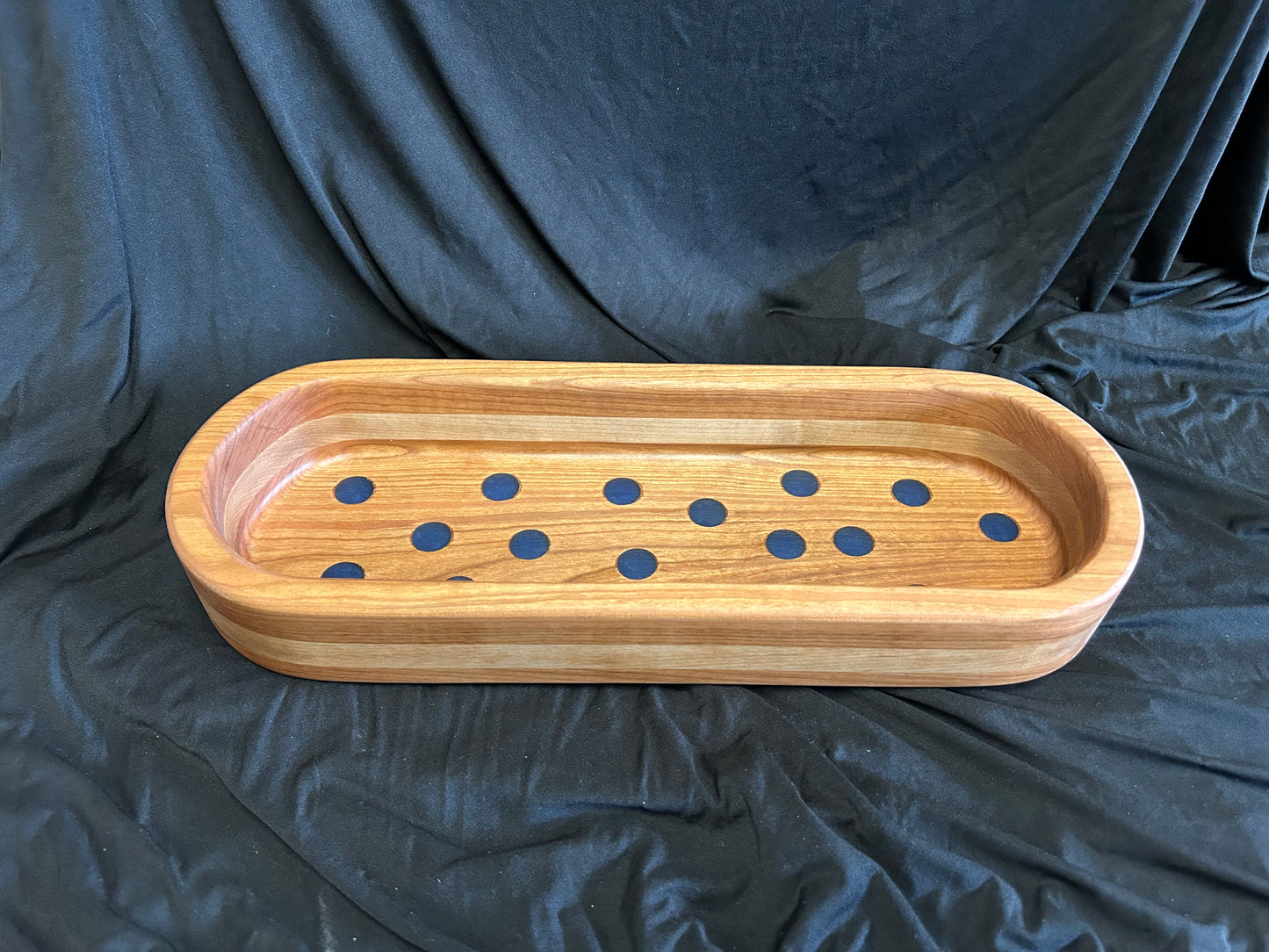 Hardwood Maple and Cherry Long Bowl