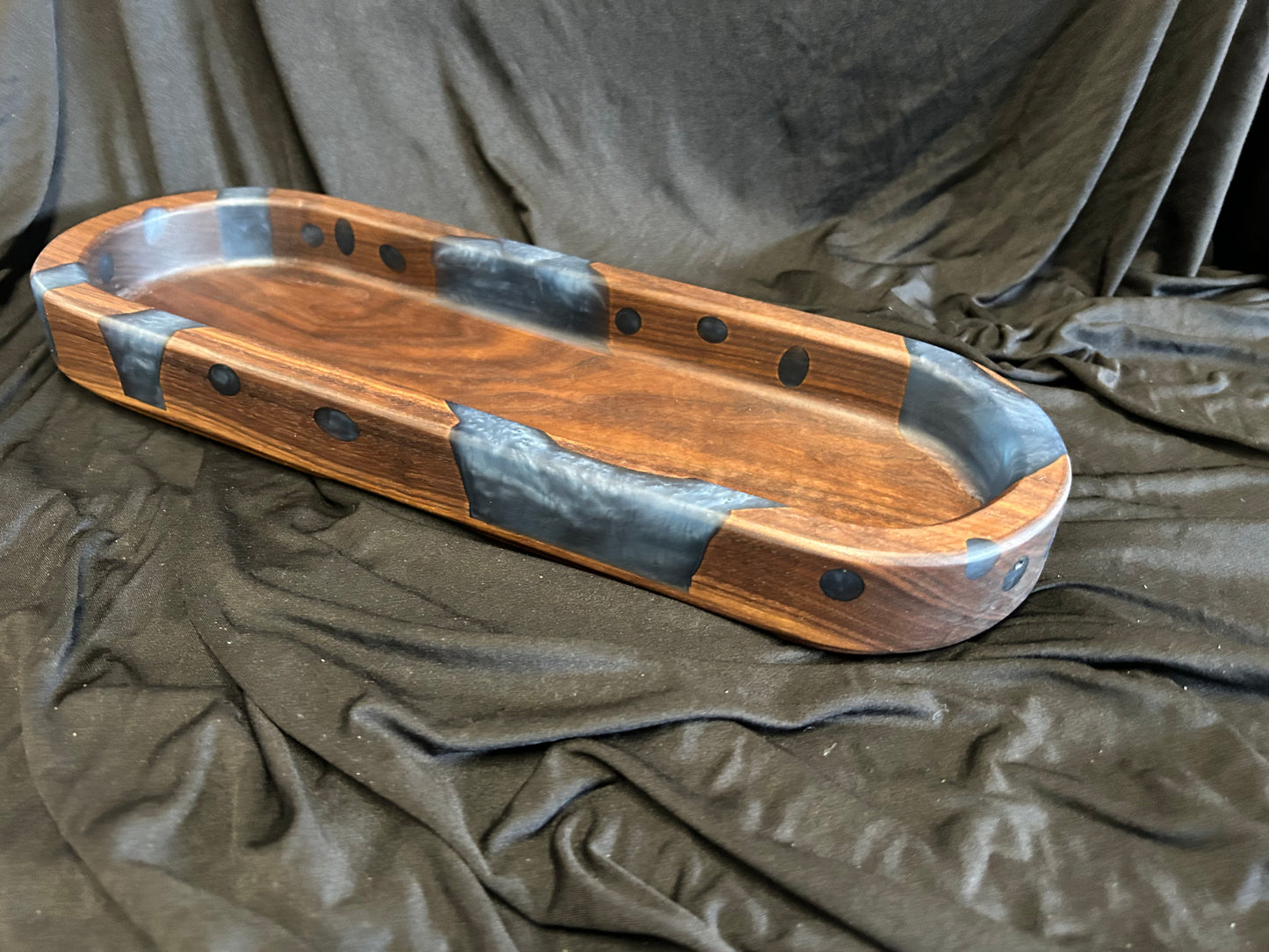 Walnut and Epoxy Long Bowl