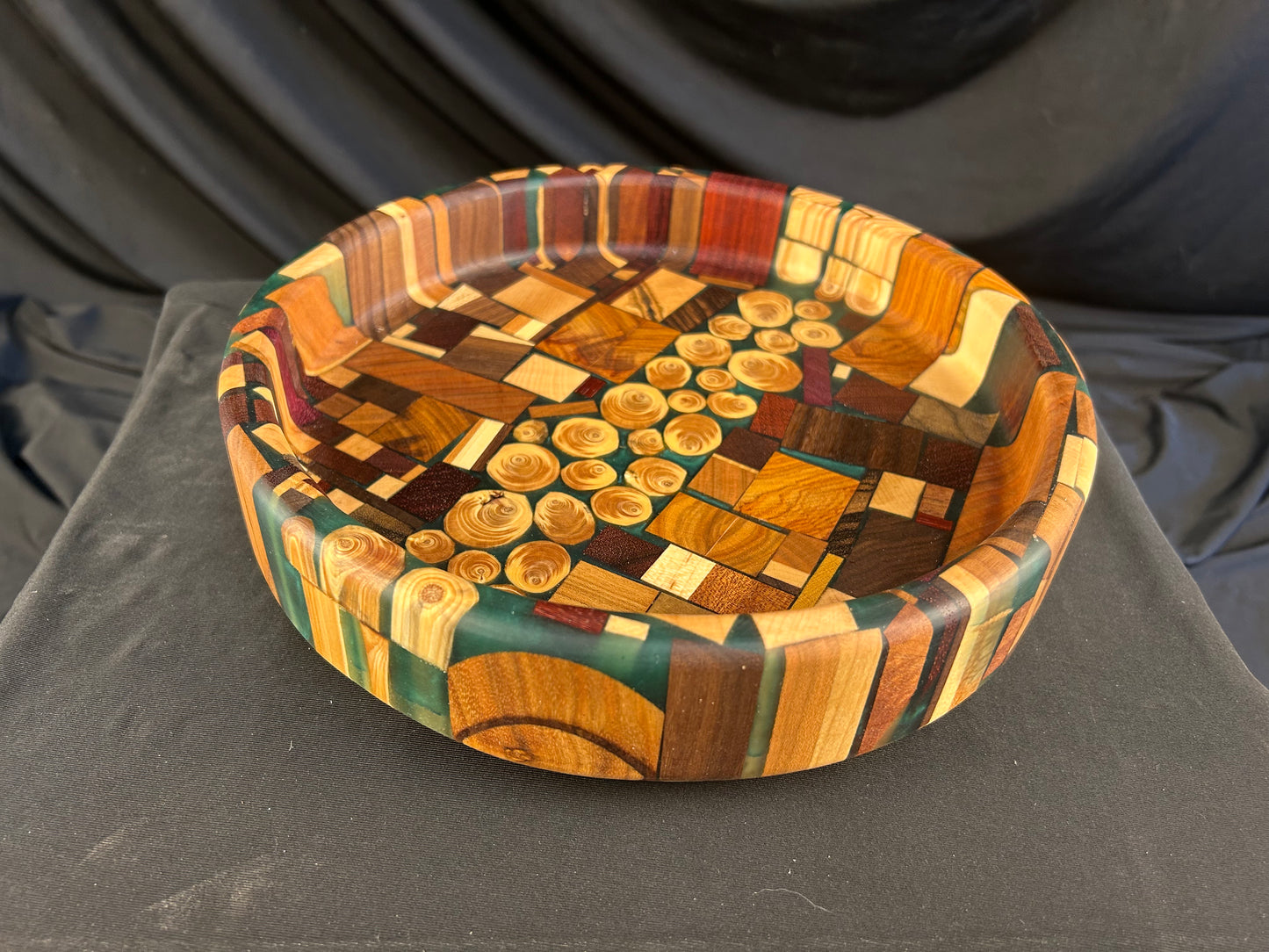 Chaotic Pattern Hardwood and Resin Bowl