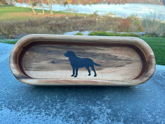 Hardwood Bowl with Labrador Inlay