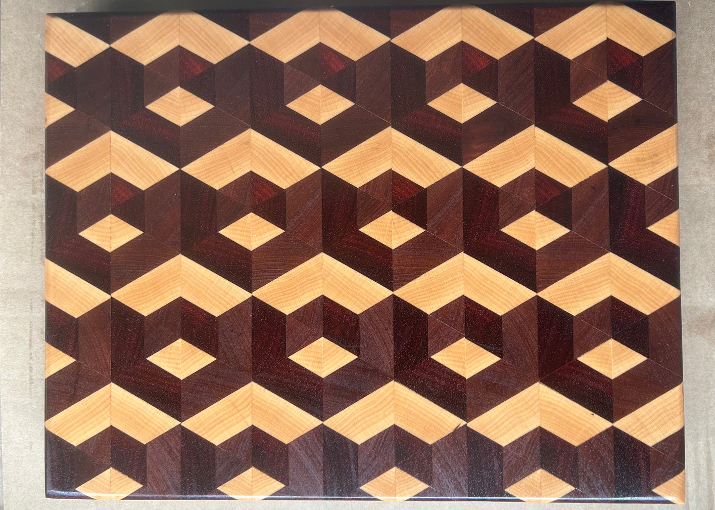 3-D "Double Pop" End Grain Cutting Board